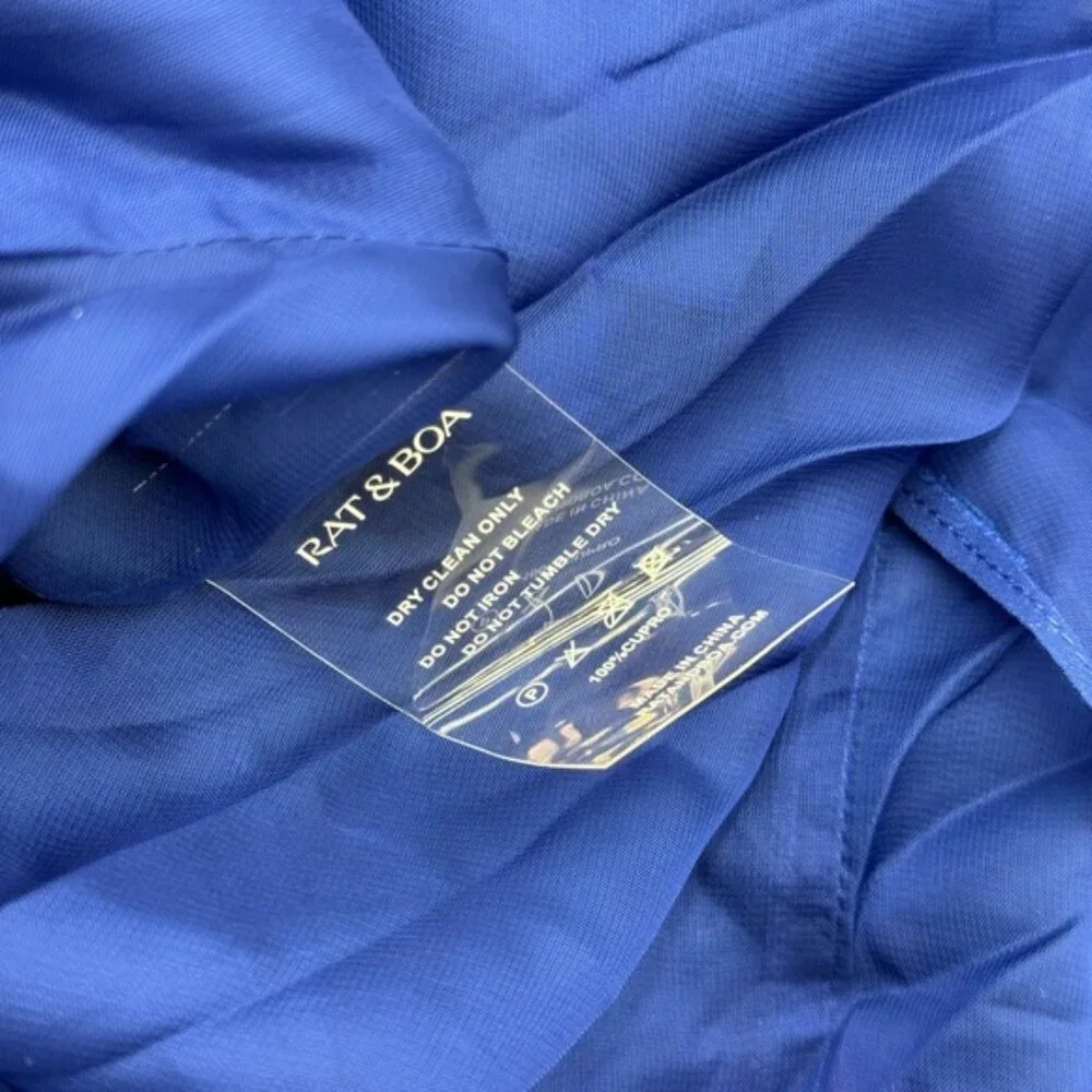 🆕 RAT & BOA 🧿 NWOT Sorrento Chiffon Maxi Dress with Train, Blue Floral - Sz XL